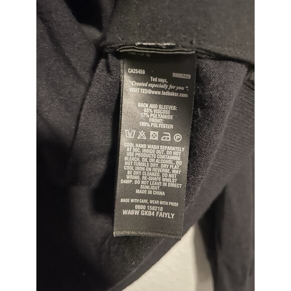 Ted Baker London Womens Open Front Cardigan Blazer Size 2 Black Modern Career - Picture 4 of 7